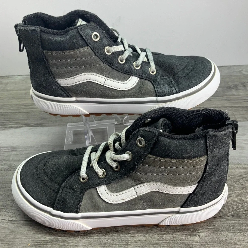 Vans Sk8-Hi MTE Toddler 10 Black Grey High Top Suede Zip Sneakers 751505